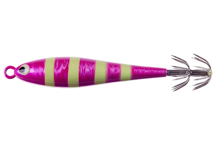HIGASHI кальмарница Squid Paint sinker #02 Pink-Zebra Glow